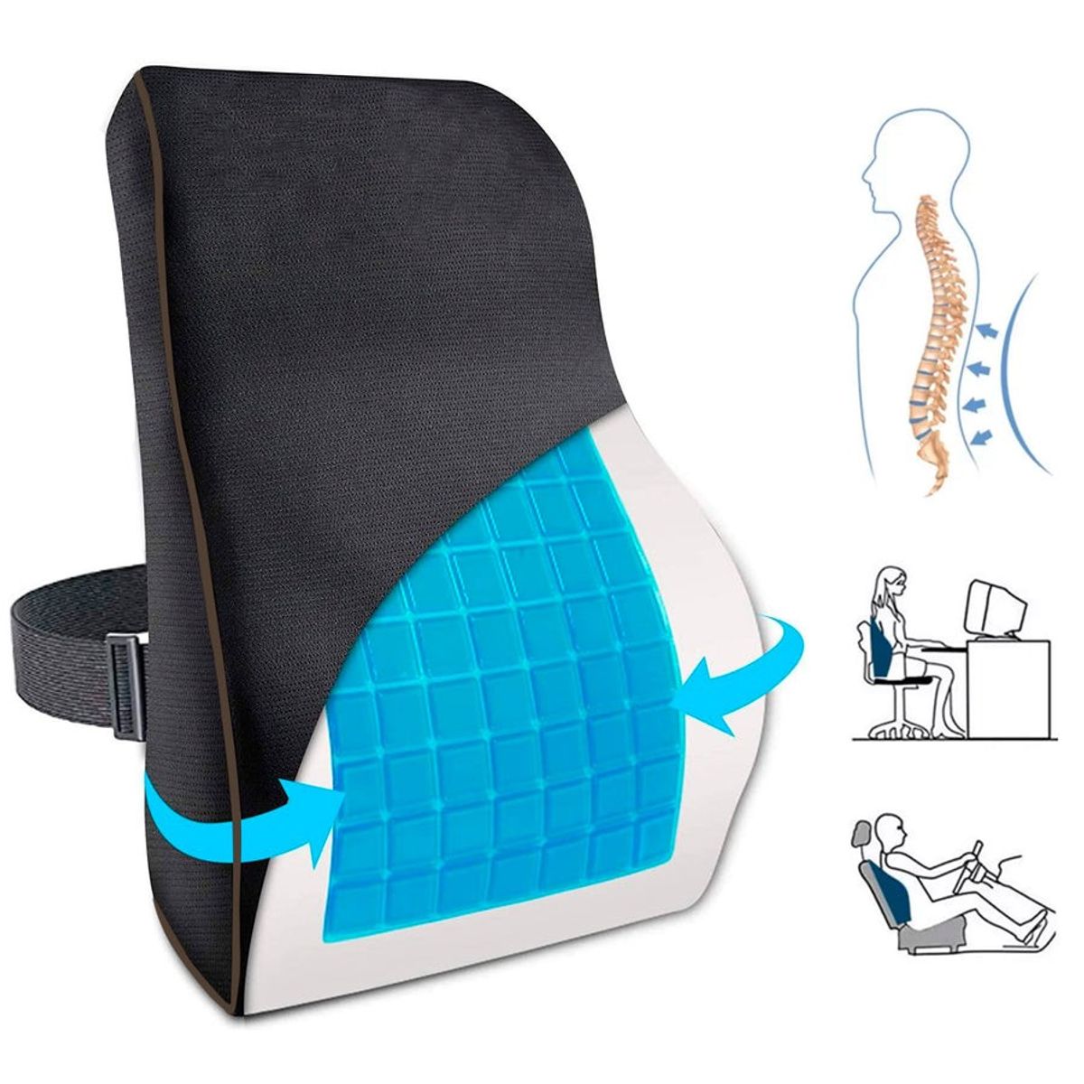 DI ROSSANA - PACK COJÍN LUMBAR GEL + COJÍN DE ASIENTO GEL TECH PREMIUM