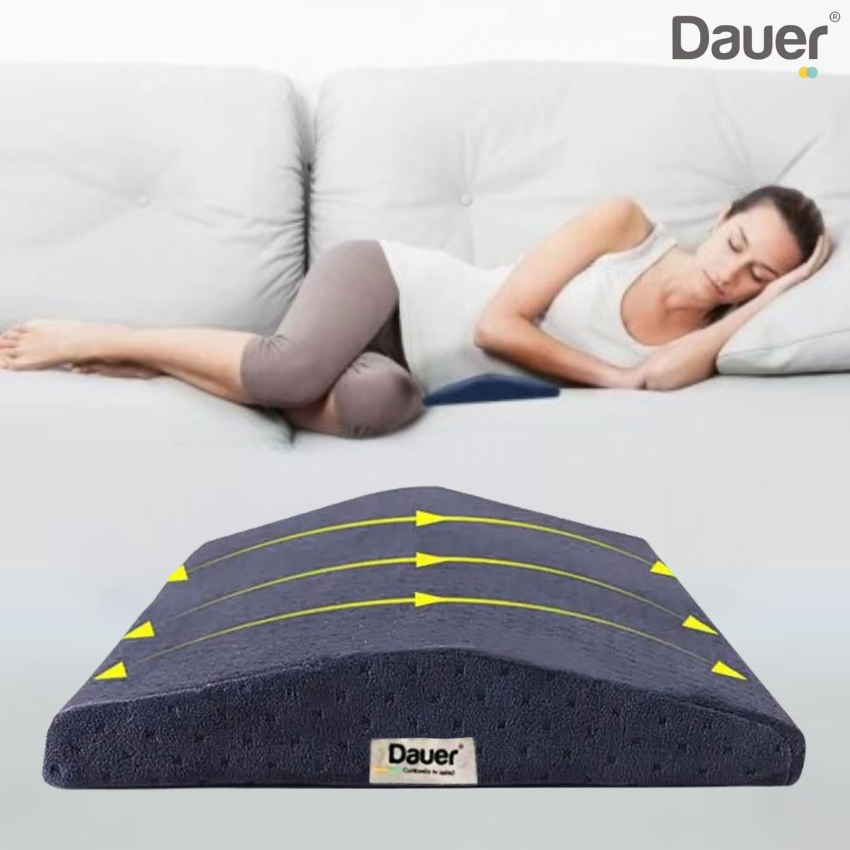 DAUER - Almohada de Apoyo Lumbar al Dormir de 60 cm Soporte Multifuncional.