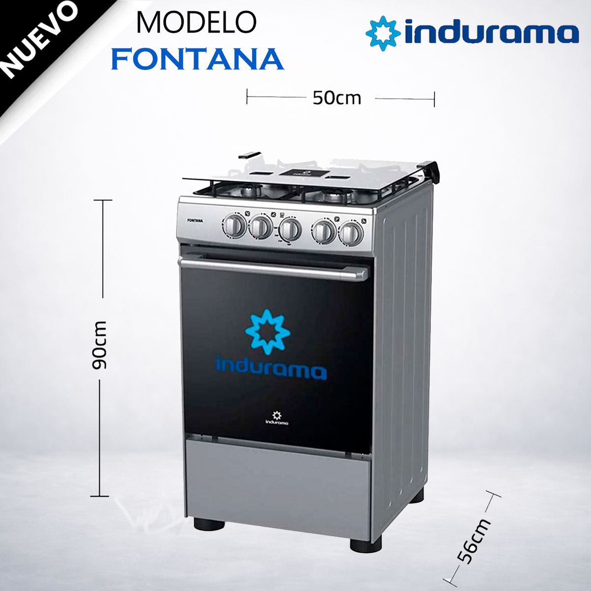 INDURAMA - Cocina Indurama a Gas Fontana de 4 Hornillas - EXTRACTOR EJSE242TBIS