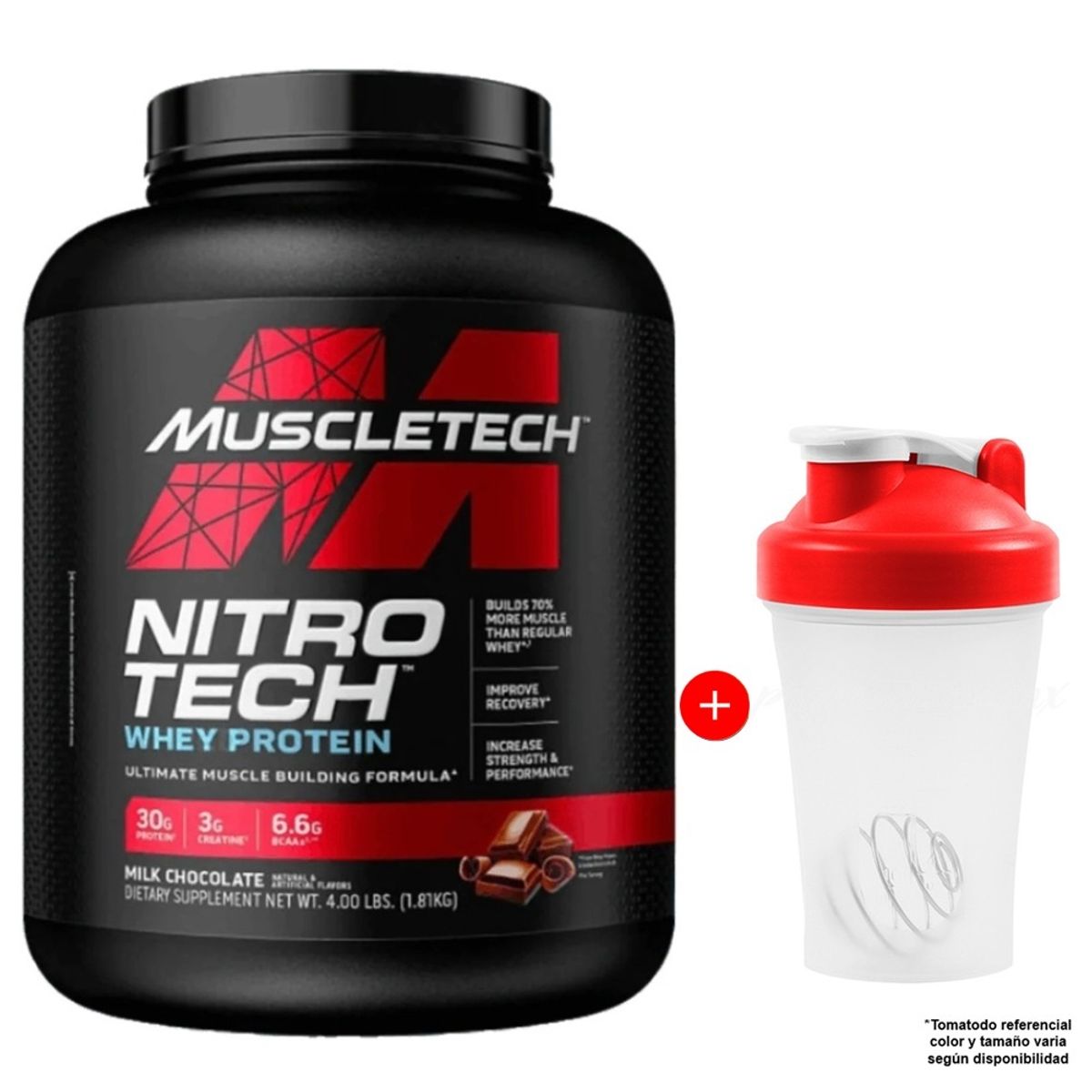 Muscletech - NITRO TECH WHEY PROTEIN  4 LBS MUSCLETECH CHOCOLATE CON LECHE