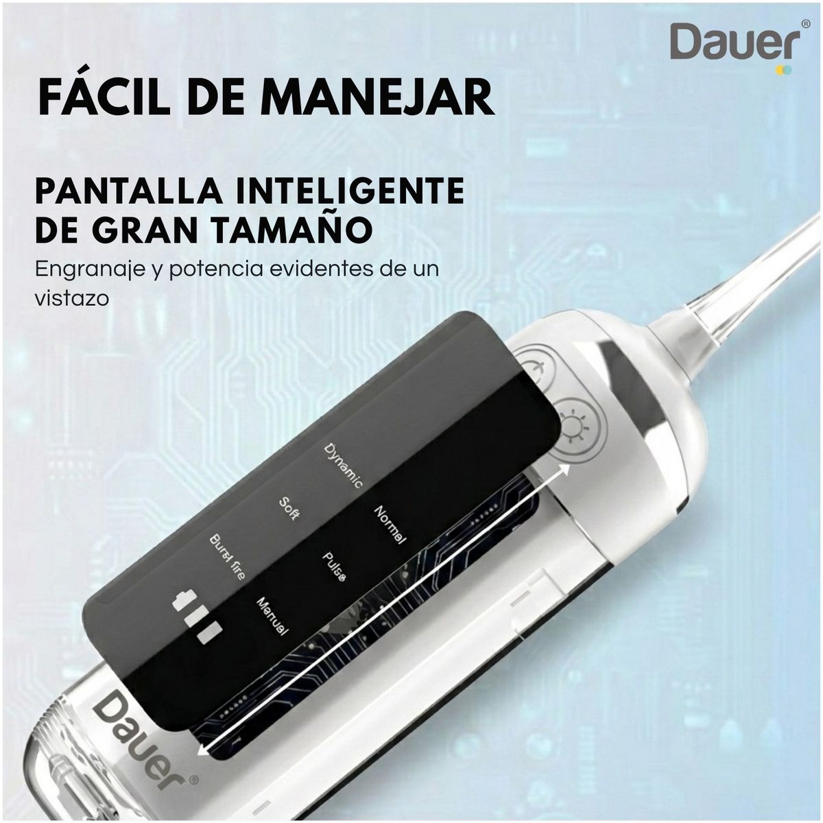 DAUER - Irrigador Dental POCKET PRO Electrico Dauer Profesional 180ml de 6 Modos de trabajo y 4 Boquillas