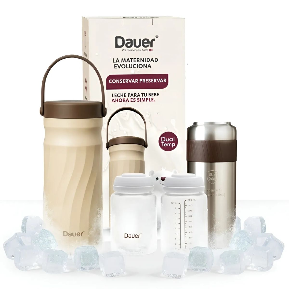 DAUER - Cooler Portatil Dual Temp Dauer Enfriador de Leche Materna y Termo Multifuncional 24h de Acero Inox