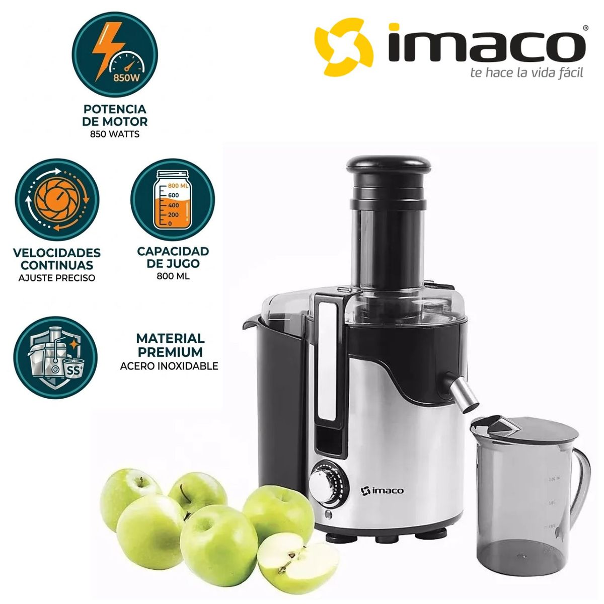 IMACO - Extractor de Fruta Entera Imaco JE850FC 850w Acero
