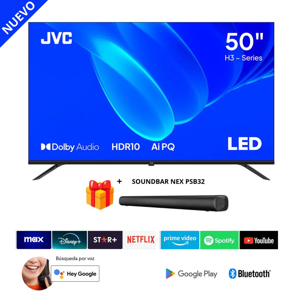 GENERICO - Televisor Jvc 50 Uhd Google Tv Smart Tv + Soundbar Nex