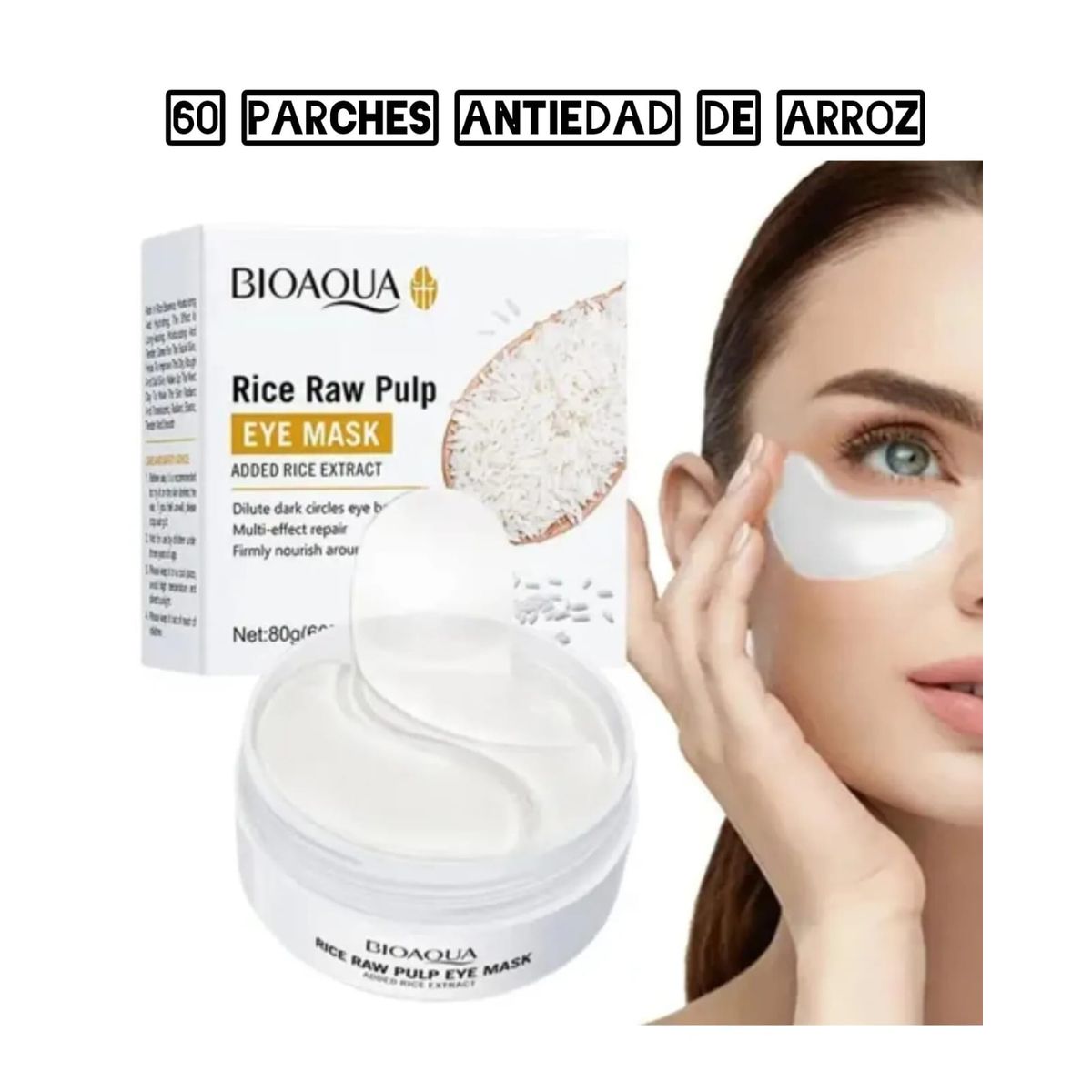BIOAQUA - Parches de Arroz Antiedad - Anti Ojeras - Aplicación Díanoche Todo Tipo De Piel