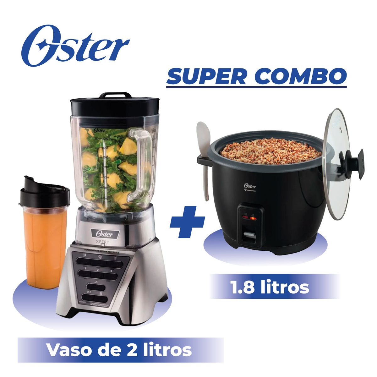 OSTER - Licuadora Xpert con vaso blend + Olla Arrocera Oster 1.8L Antiadherente