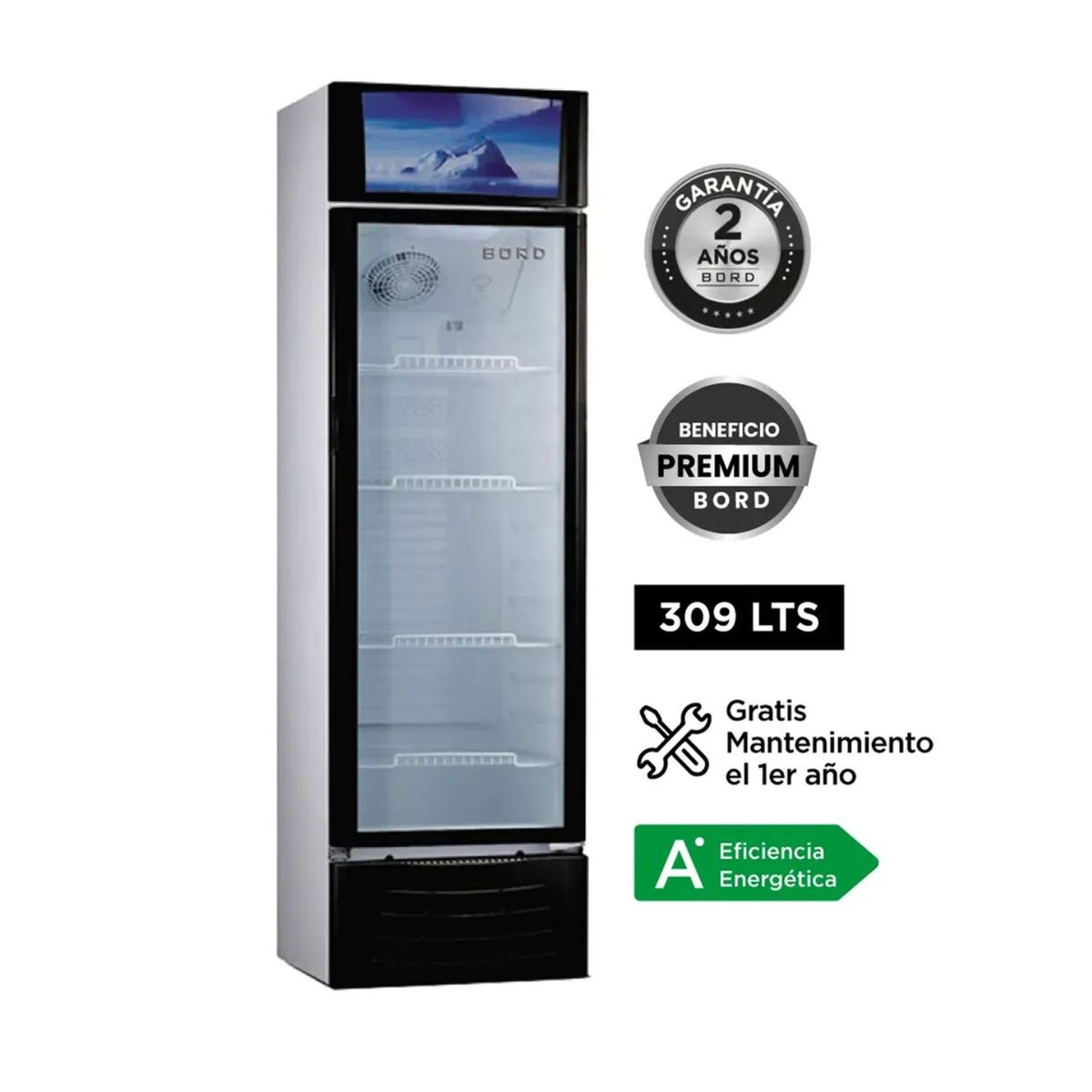 BORD - Visicooler Exhibidora Bord 309 Litros Plateado Modelo Ex309-M