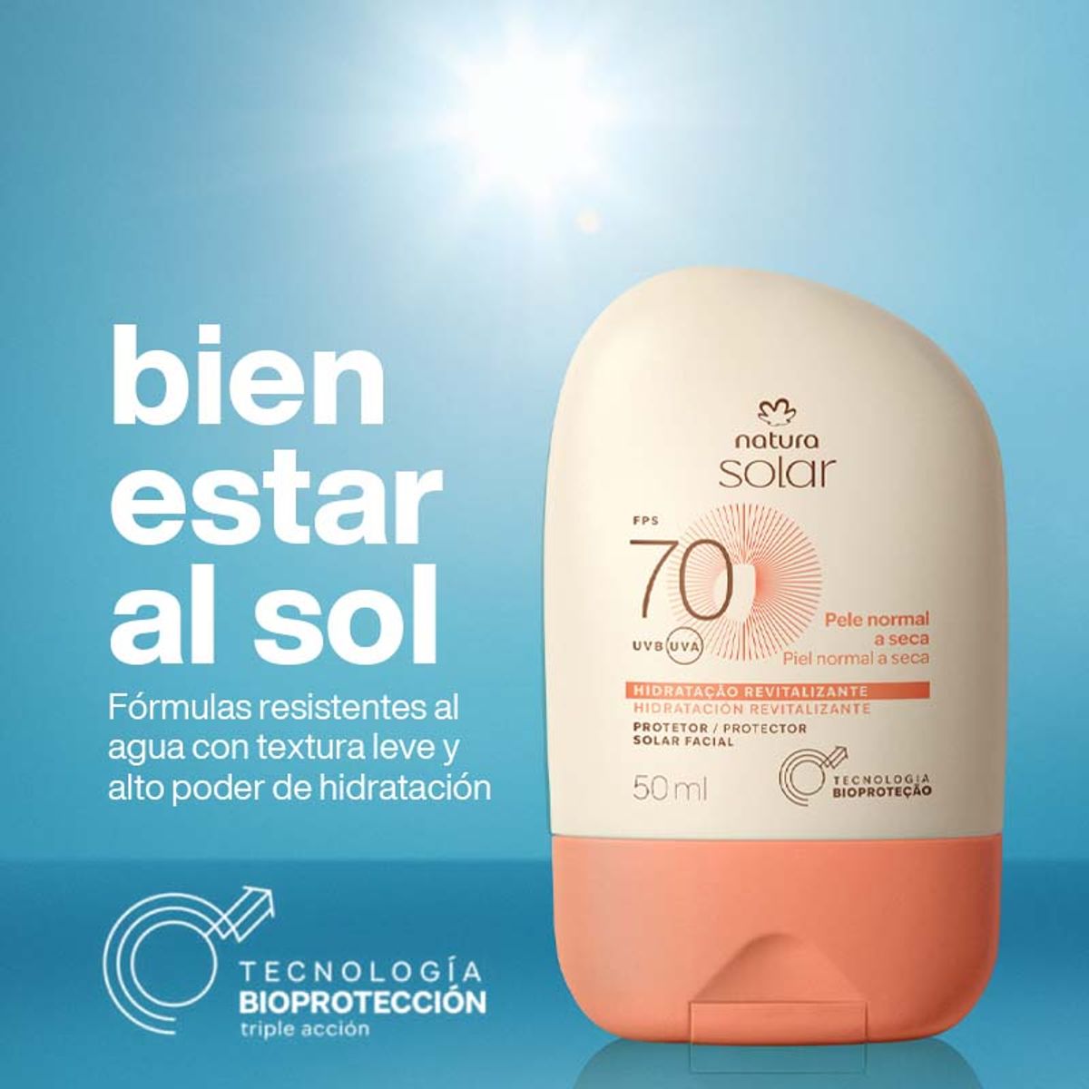 Natura - Protector Solar Facial Piel Normal a Seca FPS 70 Natura Solar
