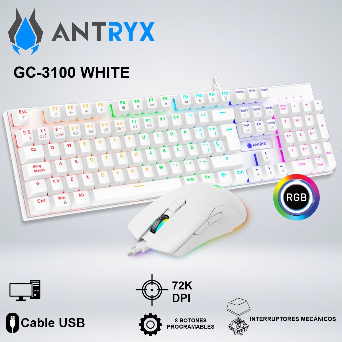 ANTRYX - TECLADO GAMER ANTRYX GC3100 WHITE