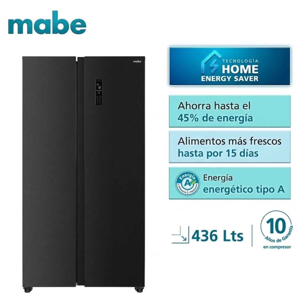 MABE - Refrigerador Mabe 436L Netos No Frost MSD480LPRPS0 Black Steel