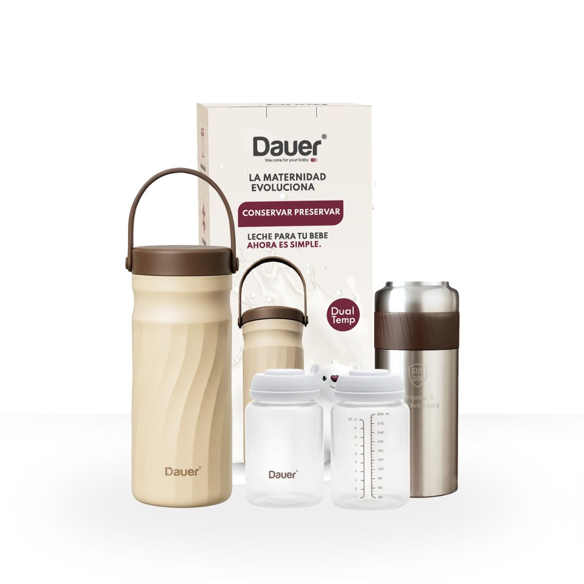 DAUER - Cooler Portátil Dauer Enfriador y Conservador Termo Dual de Acero Inoxidable