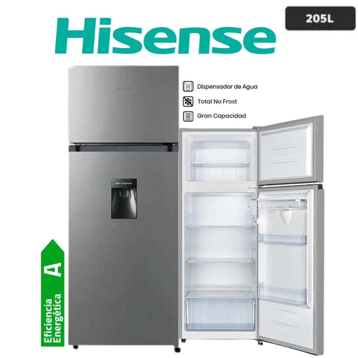 HISENSE - REFRIGERADORA HISENSE 205LT COLOR GRIS MOD RD267H