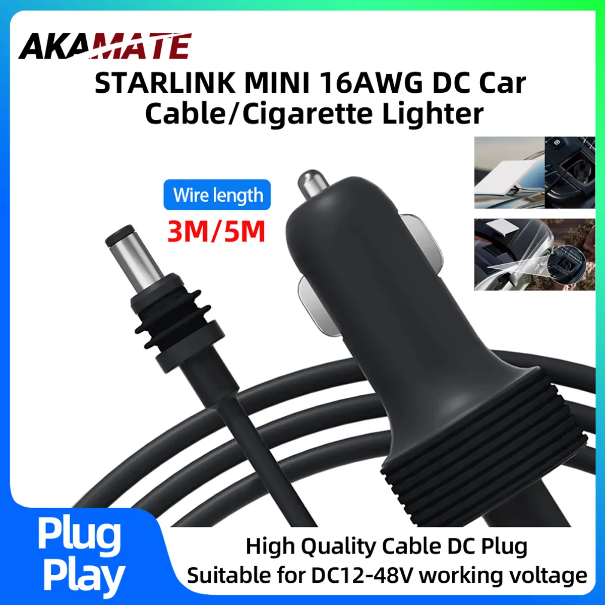 OEM - Cargador de Auto Para Starlink Mini 12V - 48V  - 3 Metros