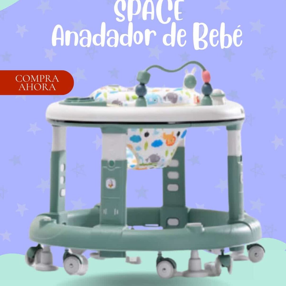 GENERICO - ANDADOR PARA BEBÉ - MODELO SPACE COLOR VERDE PREMIUN