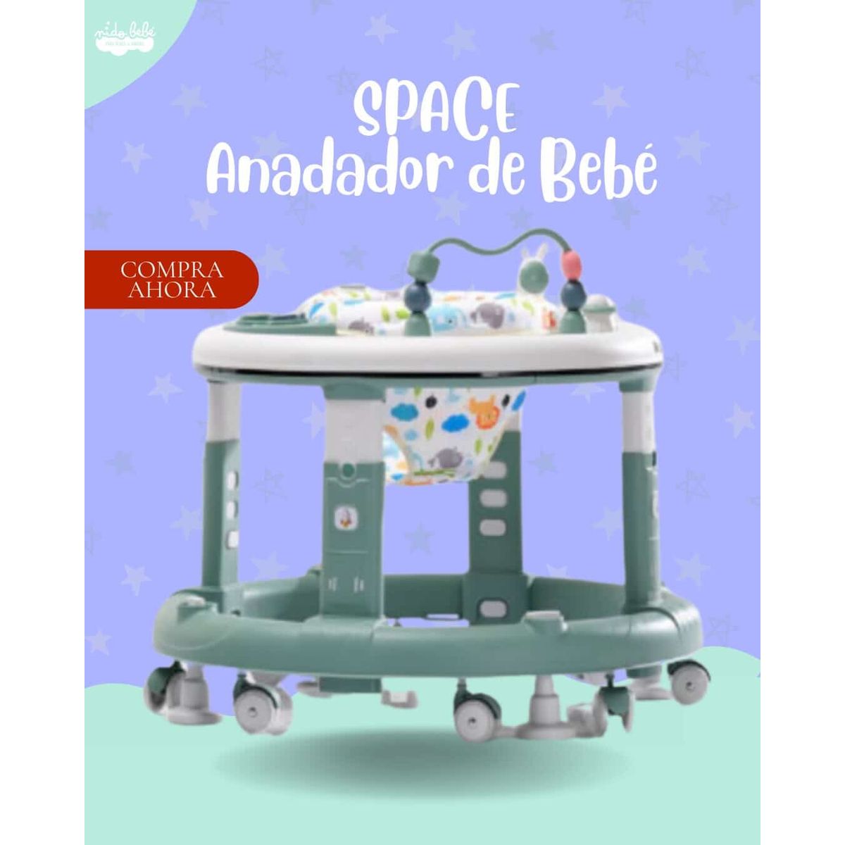GENERICO - ANDADOR PARA BEBÉ - MODELO SPACE COLOR VERDE PREMIUN