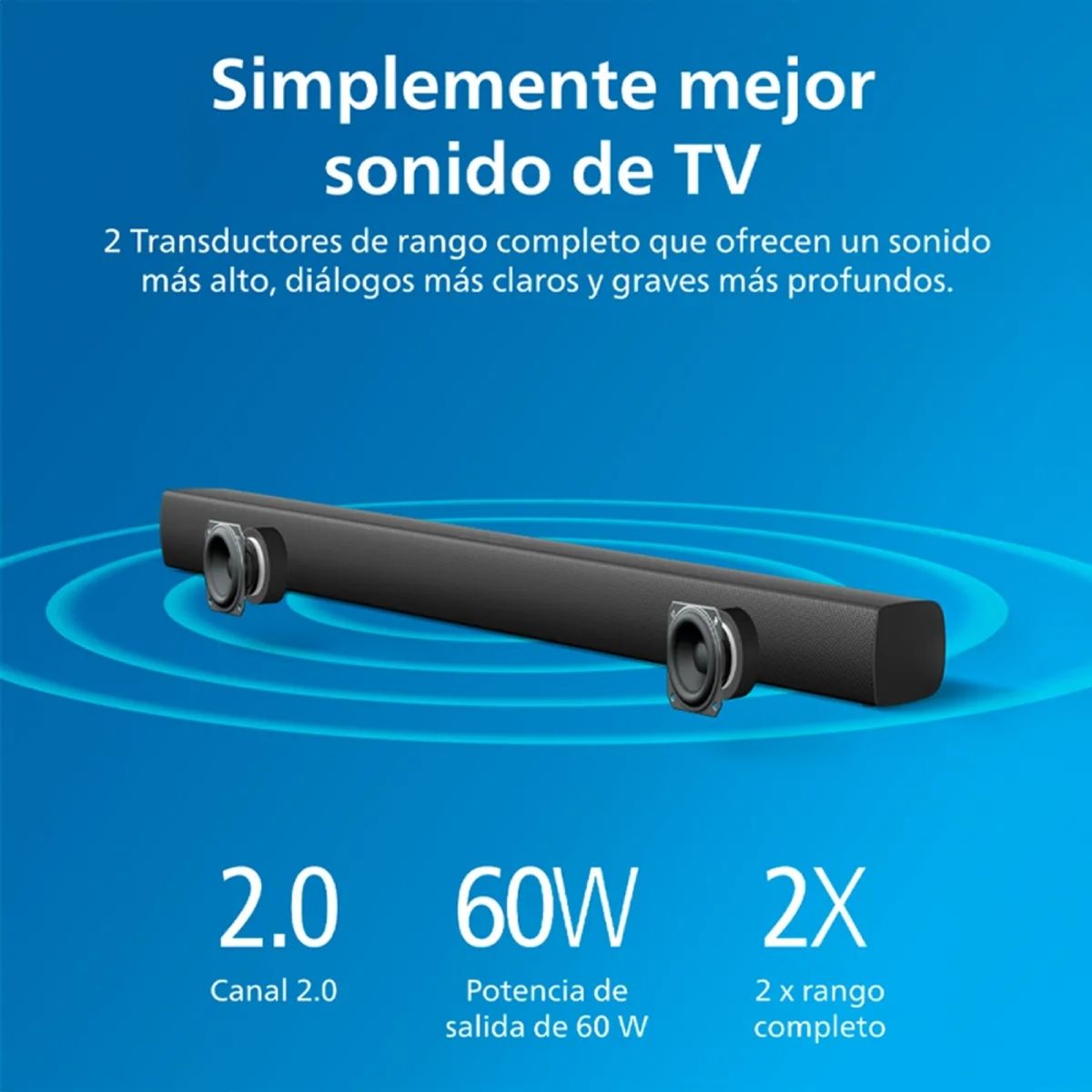 PHILIPS - Barra de Sonido Philips TAB4208 30W con Bluetooth