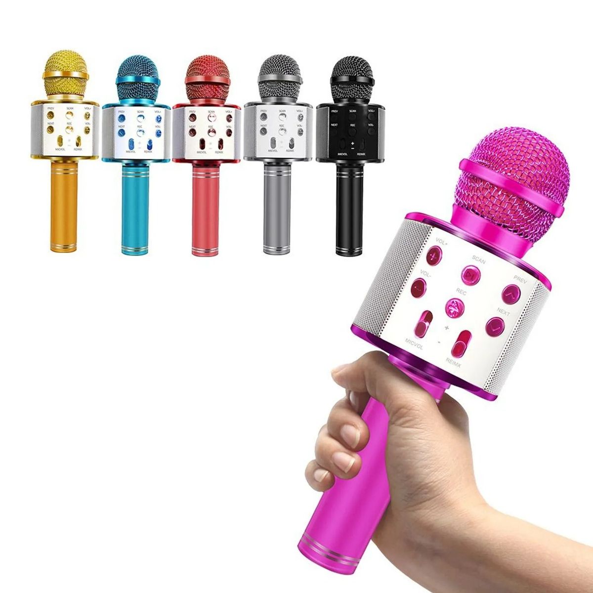 OEM - Micrófono de Mano para Karaoke con Bluetooth y Radio FM - Recargable