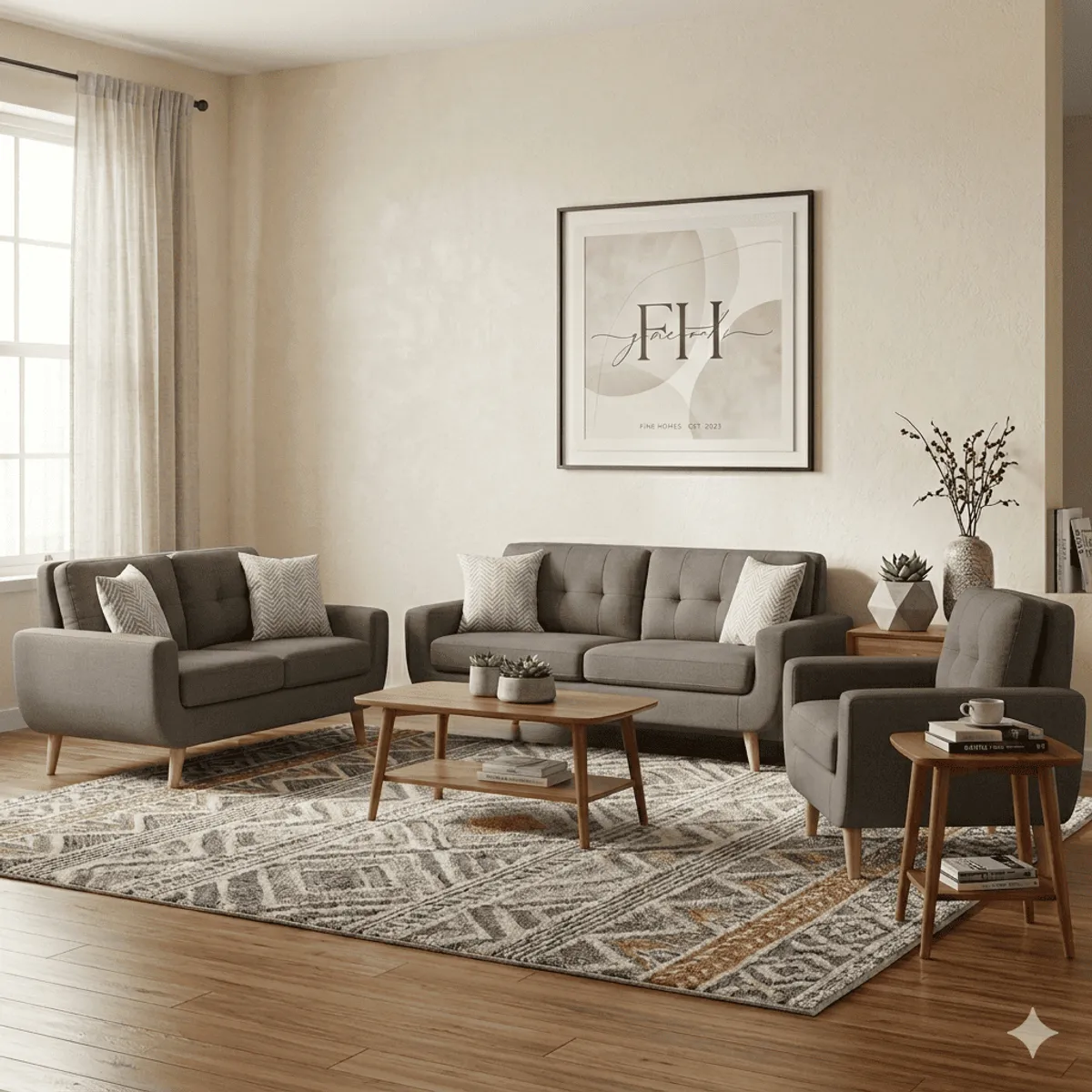 FABIANI HOME - Juego de Sala 3-2-1 Premium Fabiani Home Vintage Moderno con Espuma Zebra D35