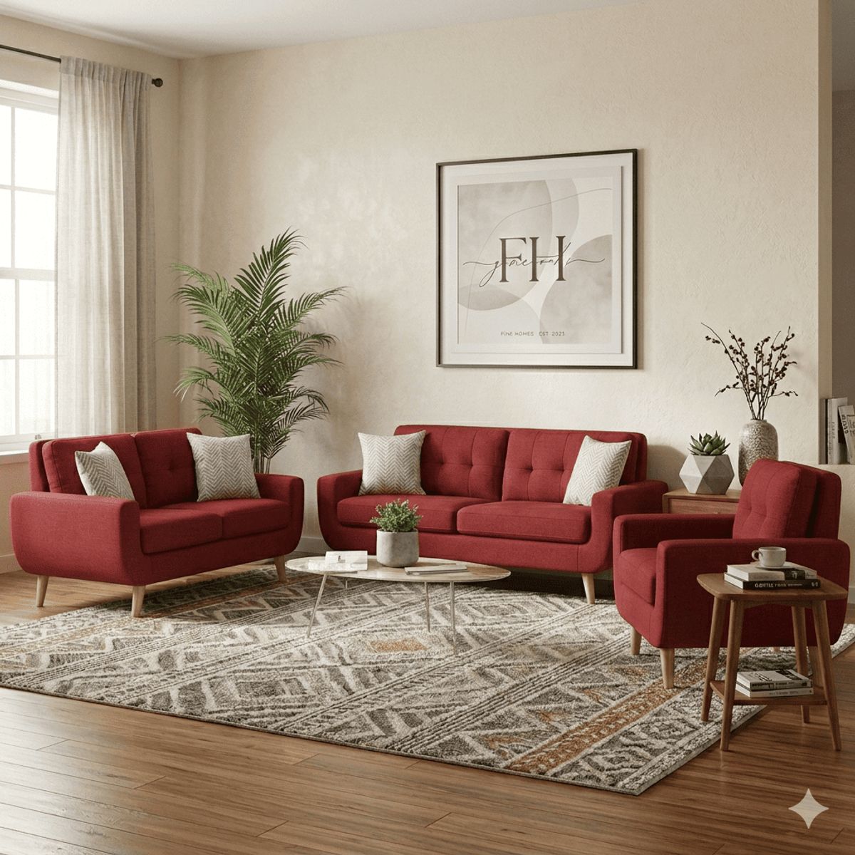 FABIANI HOME - Juego de Sala 3-2-1 Premium Fabiani Home Vintage Moderno con Espuma Zebra D35