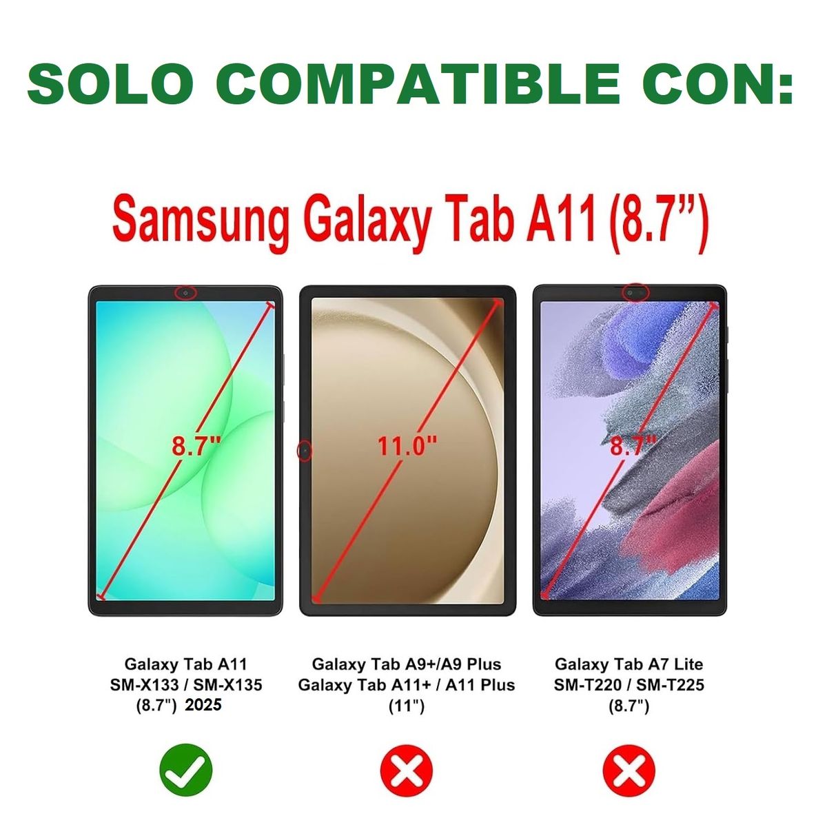 GENERICO - Funda + Mica + Lapiz para Samsung Tab A11 8.7 2025 SM-X133 SM-X135