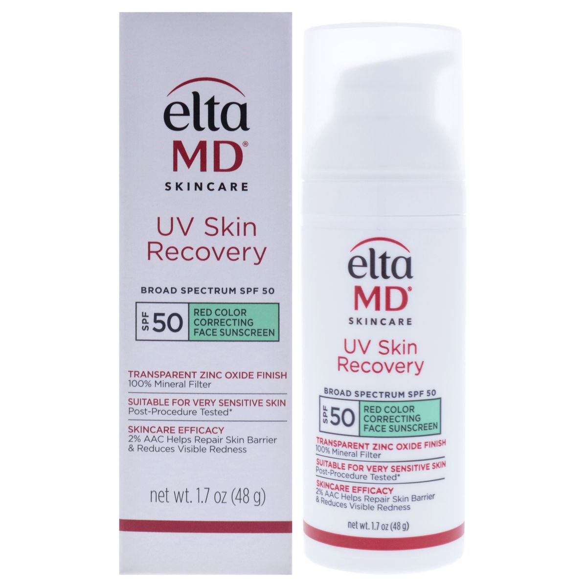 ELTAMD - Recuperación de la piel UV Corrección del color rojo Protector solar facial con tinte verde SPF 50 51 ml EltaMD