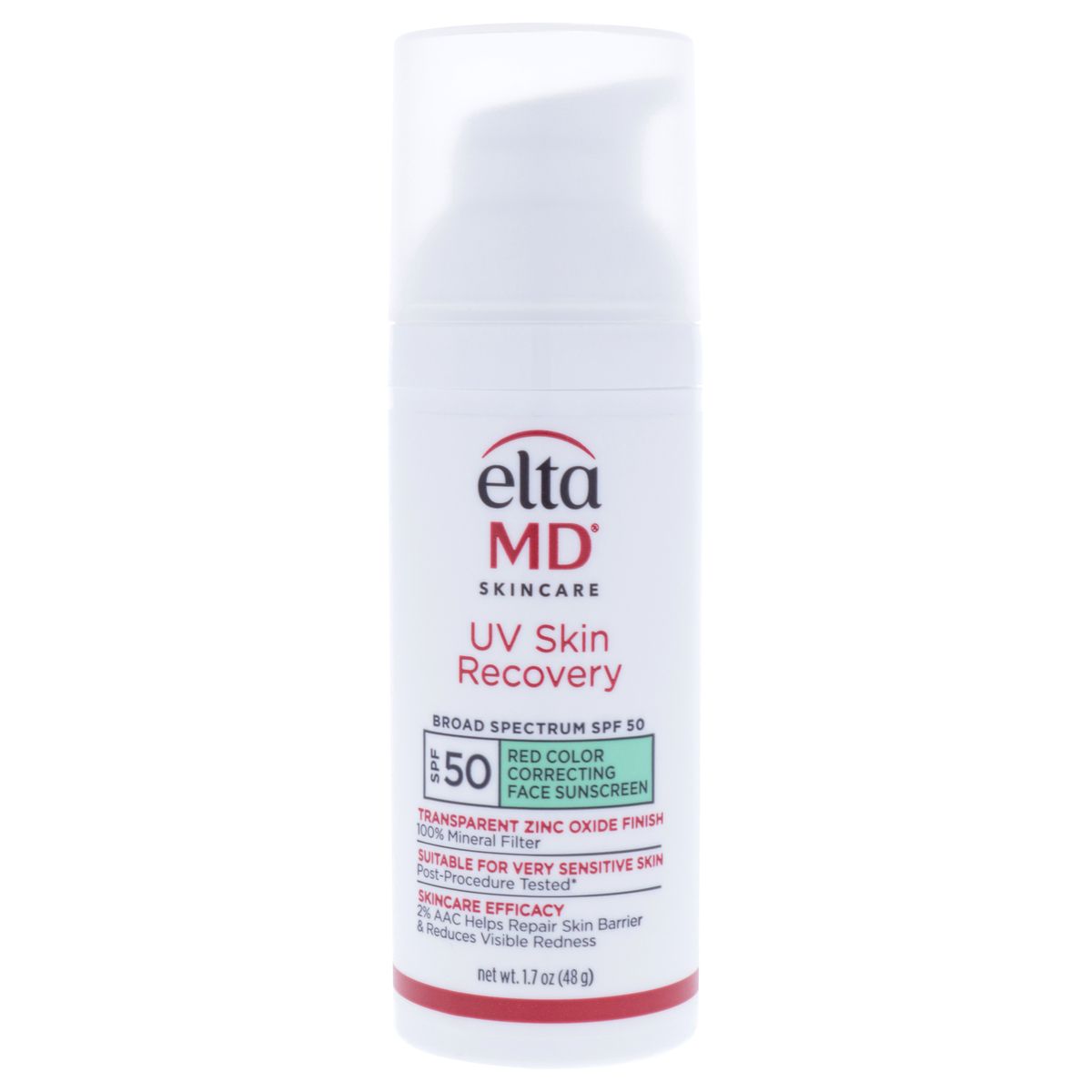 ELTAMD - Recuperación de la piel UV Corrección del color rojo Protector solar facial con tinte verde SPF 50 51 ml EltaMD