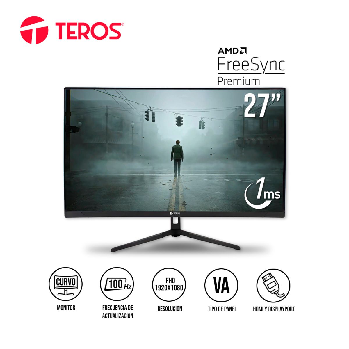 S&T - Monitor Curvo Teros 27pul FHD 100Hz 1ms HDMI DP TE-2732S