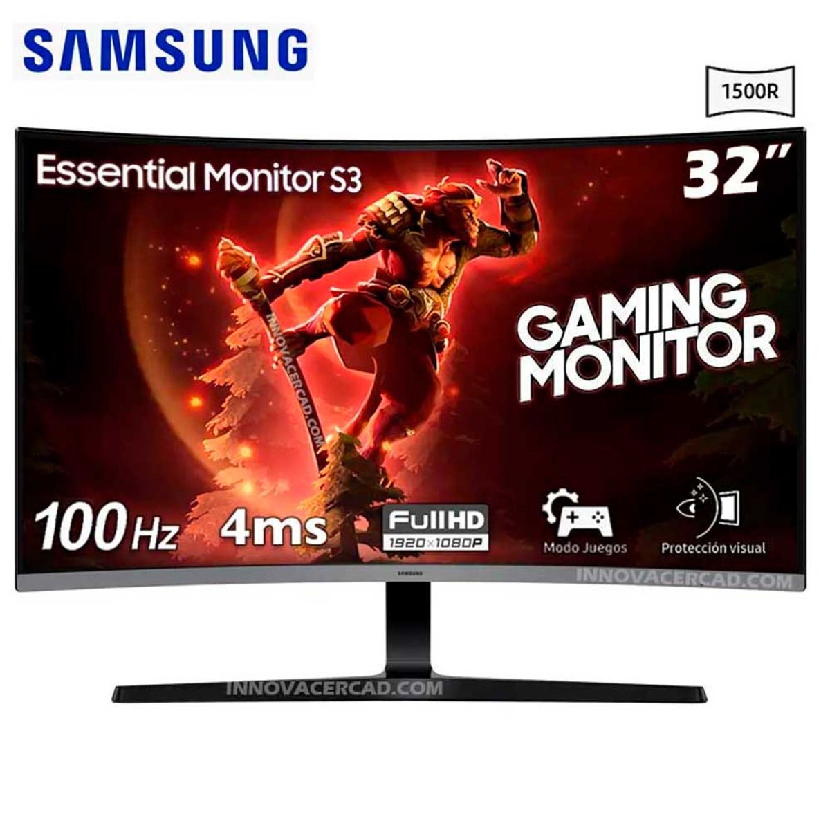 SAMSUNG - Monitor Samsung S3 LS32D390GANXZA Curvo 32 FHD 1920 x 1080, 100HZ, 4ms GTG.