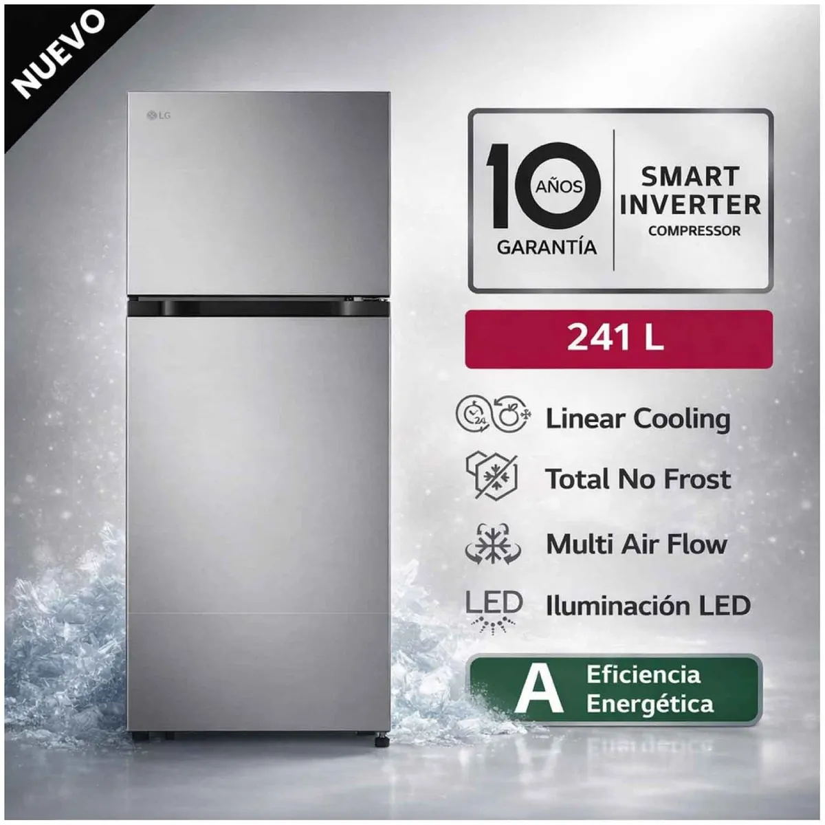 LG - Refrigeradora LG 241L No Frost VT24BPY Plateado