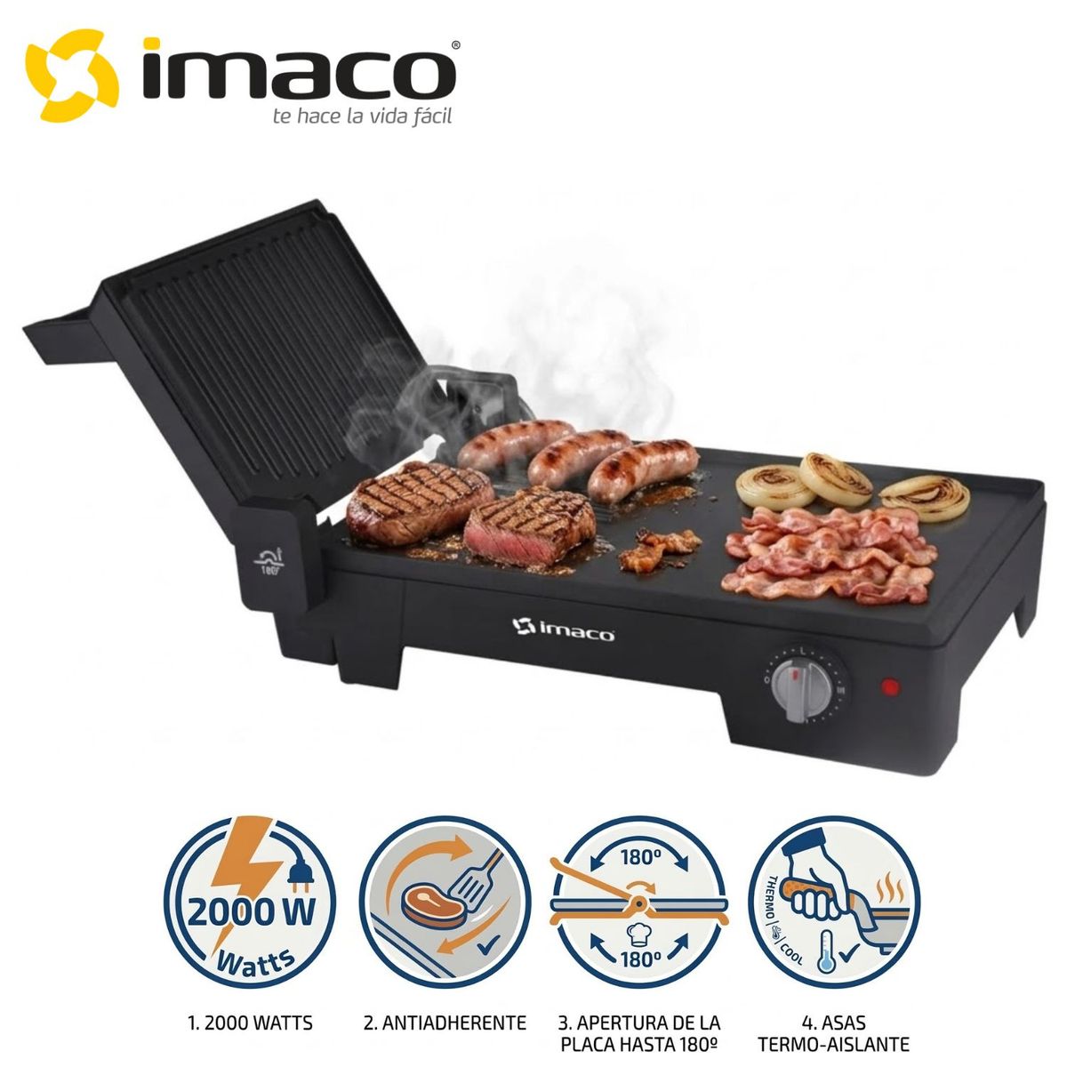 IMACO - Parrilla grill Imaco IG1016E 2 en 1 Extendible Antiadherente