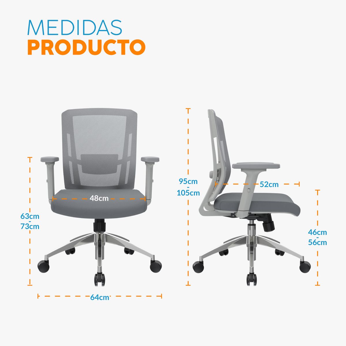 BONNO - Silla de Escritorio Delphi II Gris Bonno