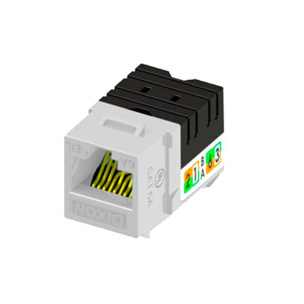 DIXON - JACK RJ-45 DIXON CAT.6A 90° SOPORTA CAL23 BLANCO PN KJ38-C6A-US-WHN