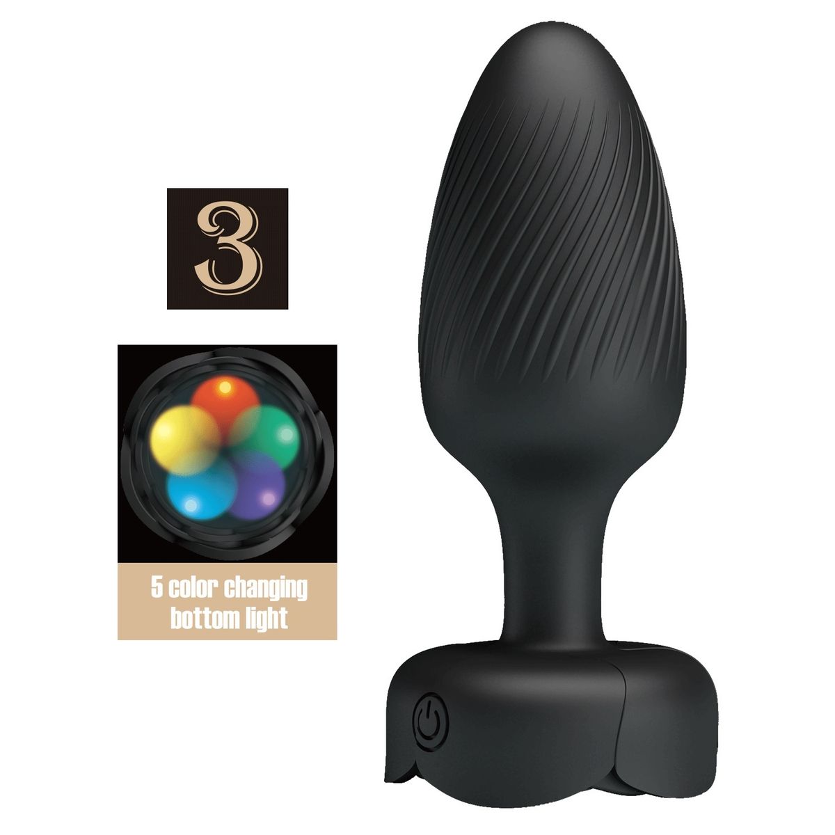 PRETTY LOVE - Plug Anal LED Vibrador Osborn 5 Colores Talla M Largo 9.8 cm Ø 3.4 cm