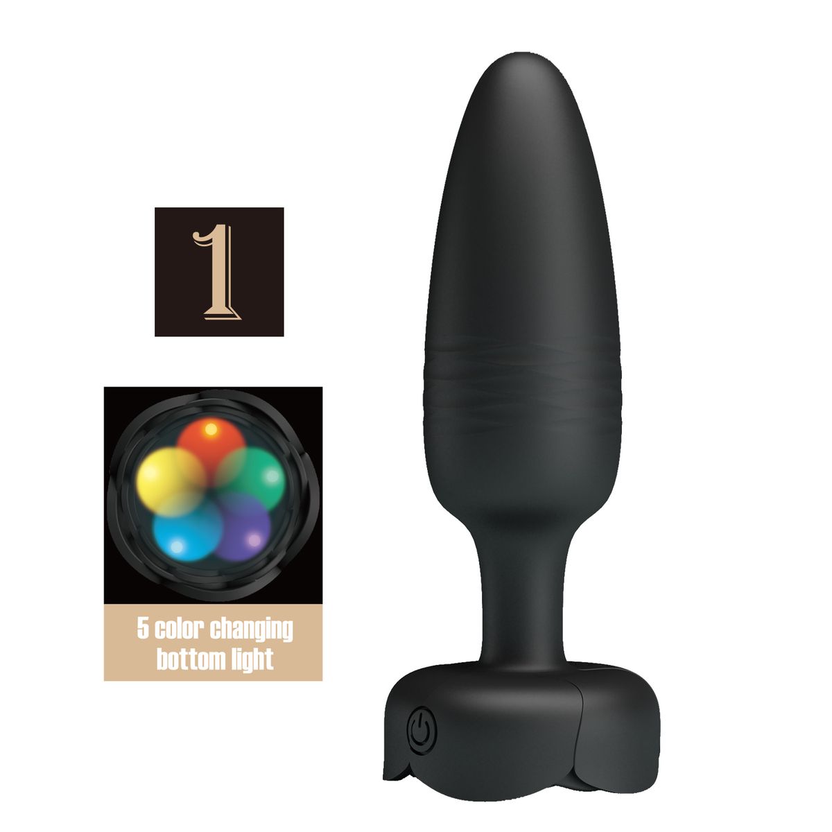 PRETTY LOVE - Plug Anal Vibrador Retráctil con LED Tarion  Largo 12.5 cm  Ø 3.4cm