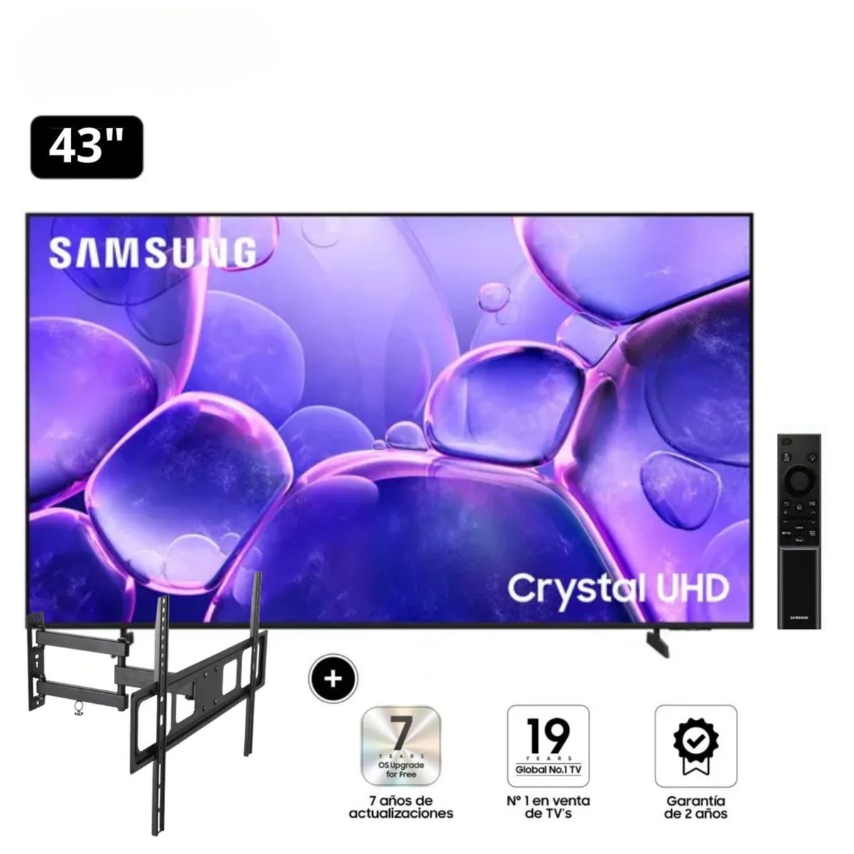 SAMSUNG - Televisor Samsung Smart TV 43Crystal UHD 4K UN43U8000FGXPE + Rack Giratorio