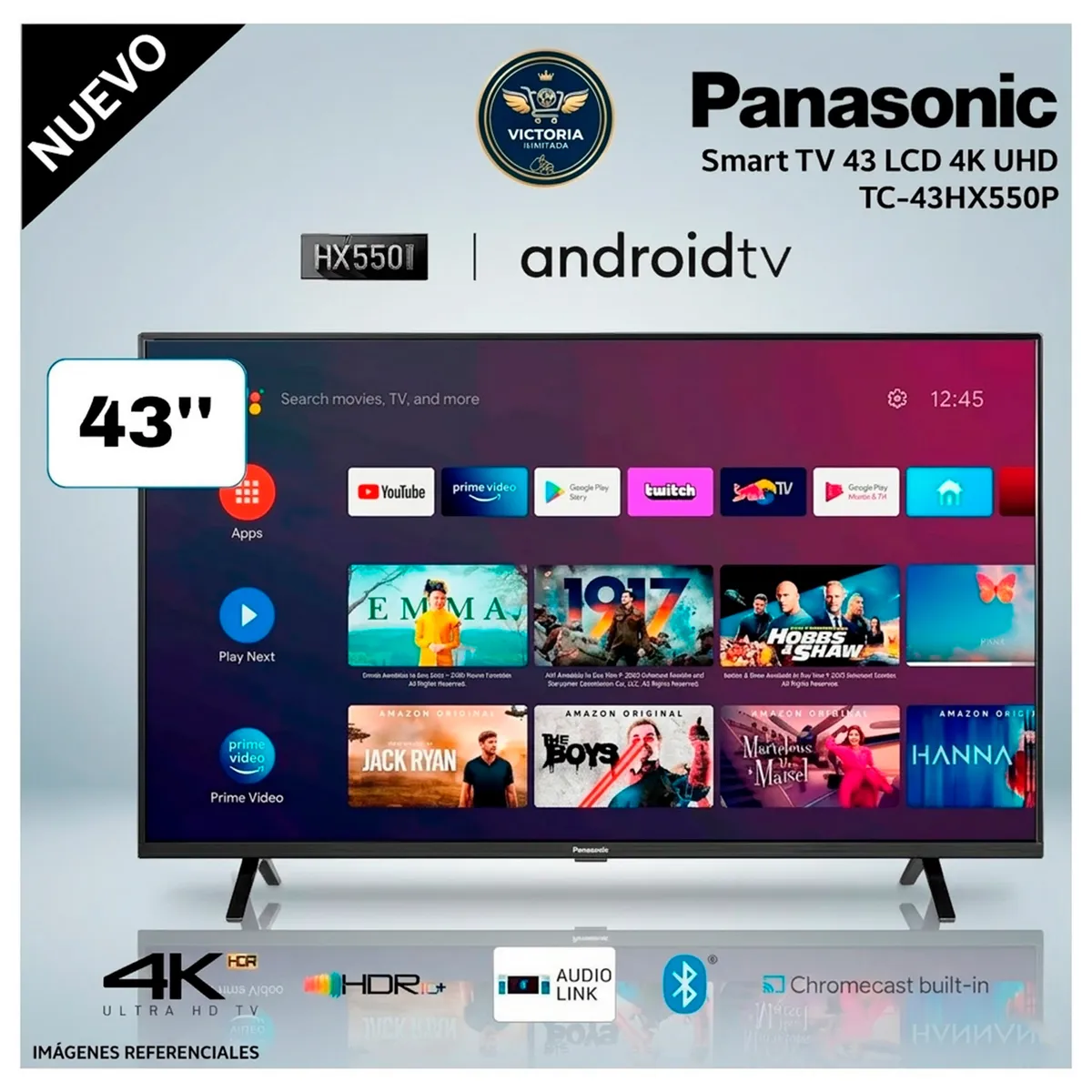 PANASONIC - Televisor Panasonic Smart 4K UHD Android 43 TC-43HX550P - Negro