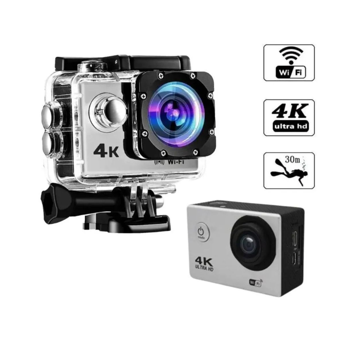 Cámara Video Deportiva 4K Ultra HD Wifi acuática, marca GENERICO - Foto Principal