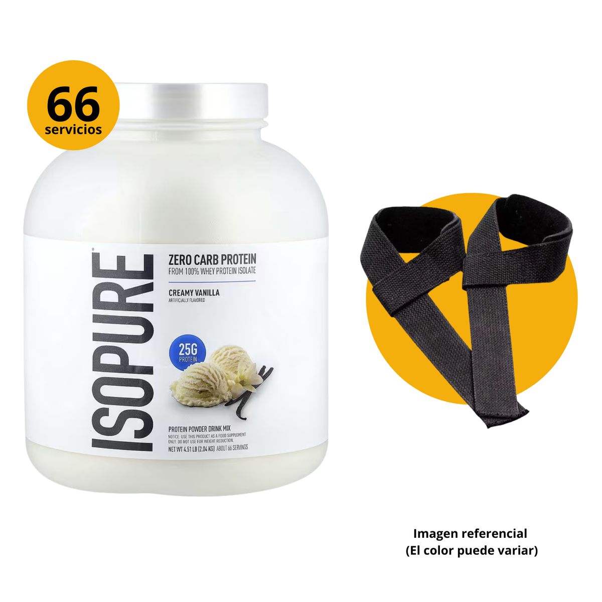 GENERICO - ISOPURE ZERO CARB  4.51LB (2.05KG) CREAMY VAINILLA CON STRAPS - PROTEÍNA ISOLATADA