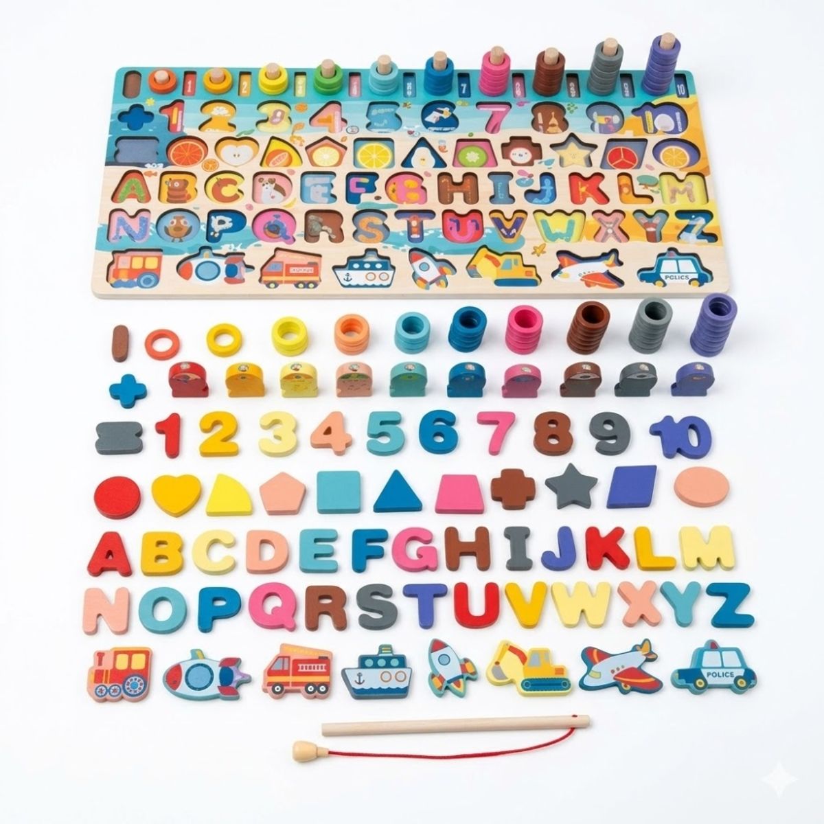 GENERICO - Juego Didáctico Rompecabezas Montessori Números, Letras y Figuras