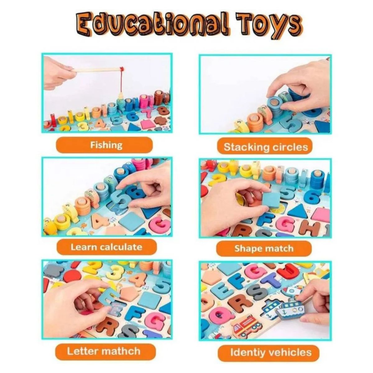 GENERICO - Juego Didáctico Rompecabezas Montessori Números, Letras y Figuras