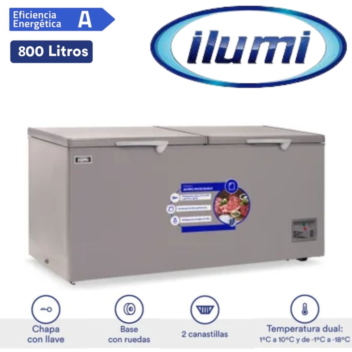 ILUMI - CONGELADORA ILUMI 800LT COLOR GRIS MOD TFI-8002DG