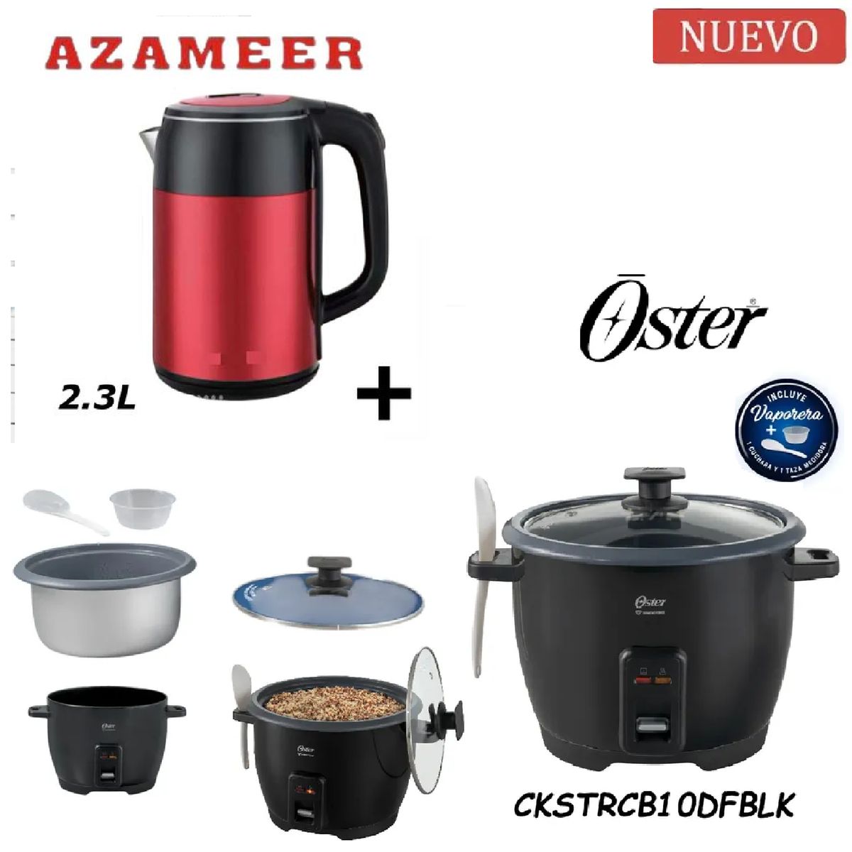 OSTER - Combo Olla Arrocera CKSTRCB10DFBLK- Hervidor 2,3LR