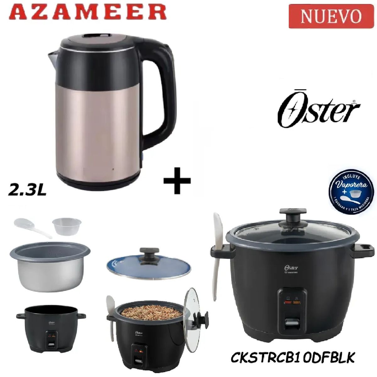 OSTER - Combo Olla Arrocera CKSTRCB10DFBLK- Hervidor 2.3LP