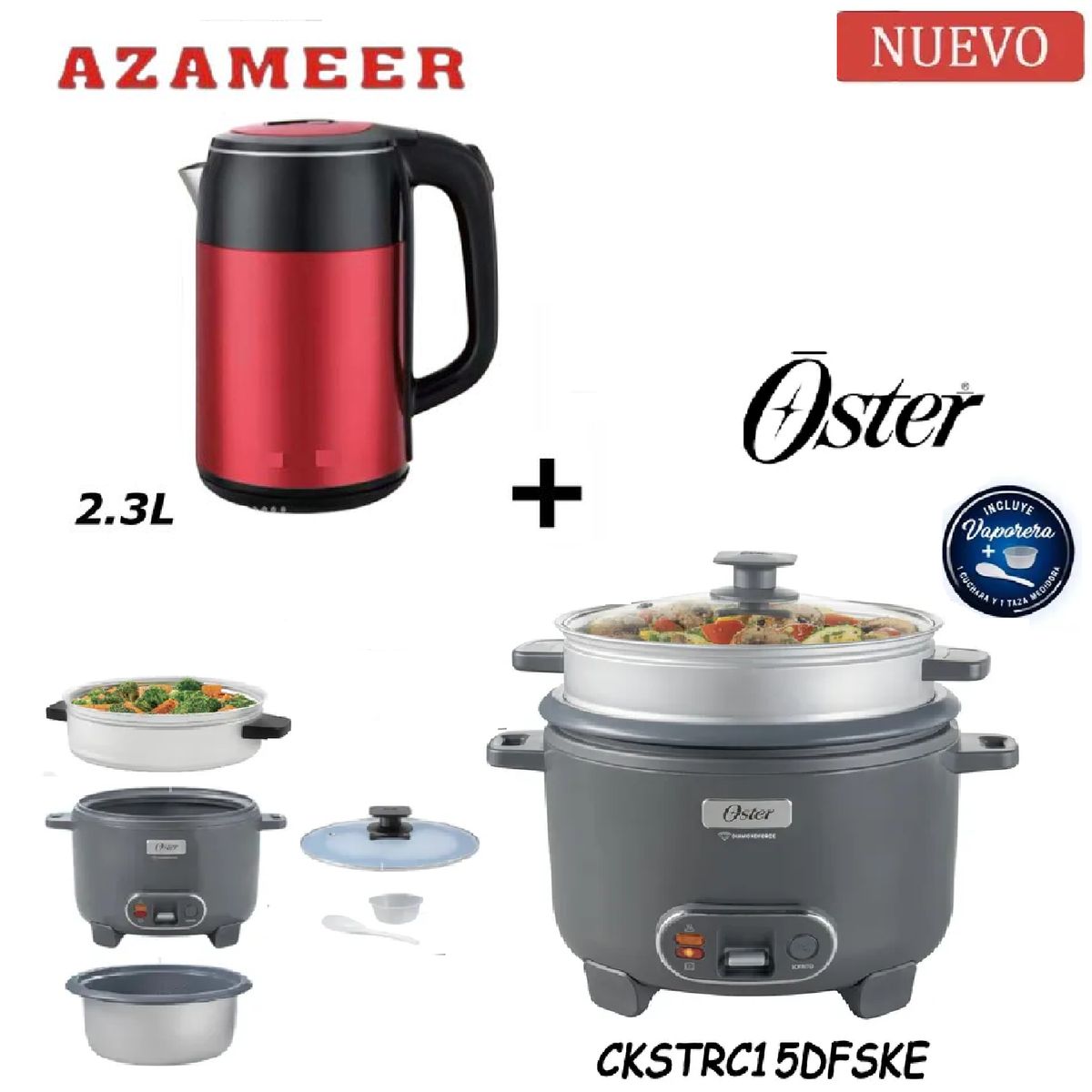 OSTER - Combo Olla Arrocera CKSTRC15DFSKE- Hervidor 2.3LR