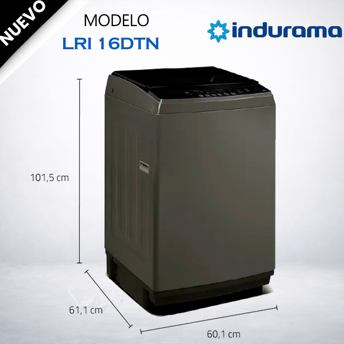 INDURAMA - Lavadora Automatica 16Kg Negra Indurama - LRI-16DTN