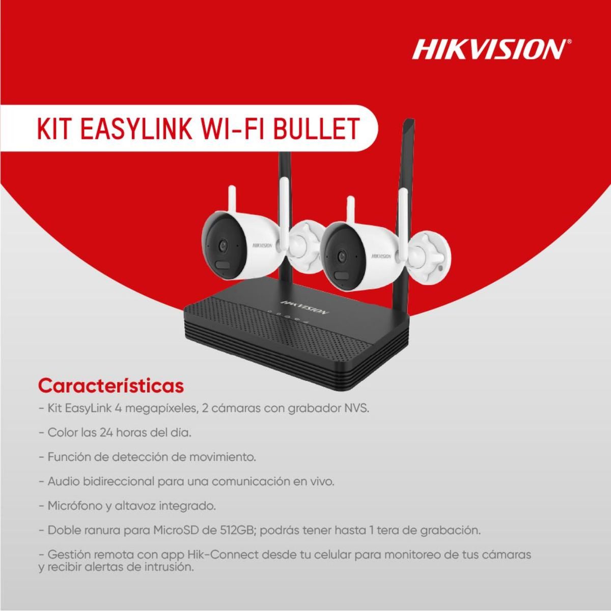 HIKVISION - Hikvision kit WiFi grabador y cámaras IP inalámbricas de 4 MP