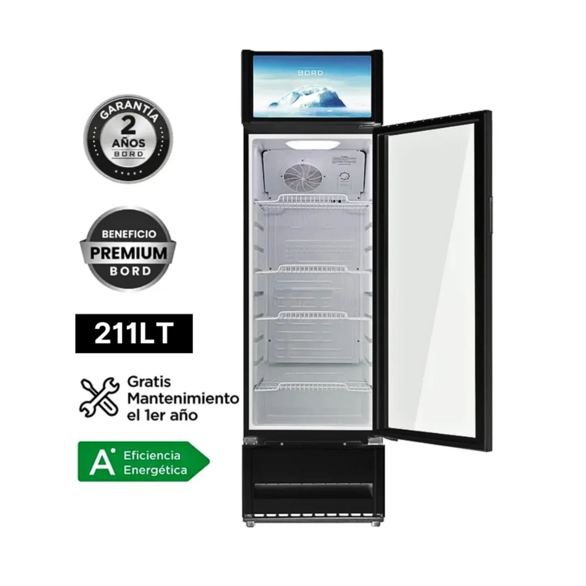 BORD - Vitrina Exhibidora Bord 211LT Vertical EX211-M Blanco