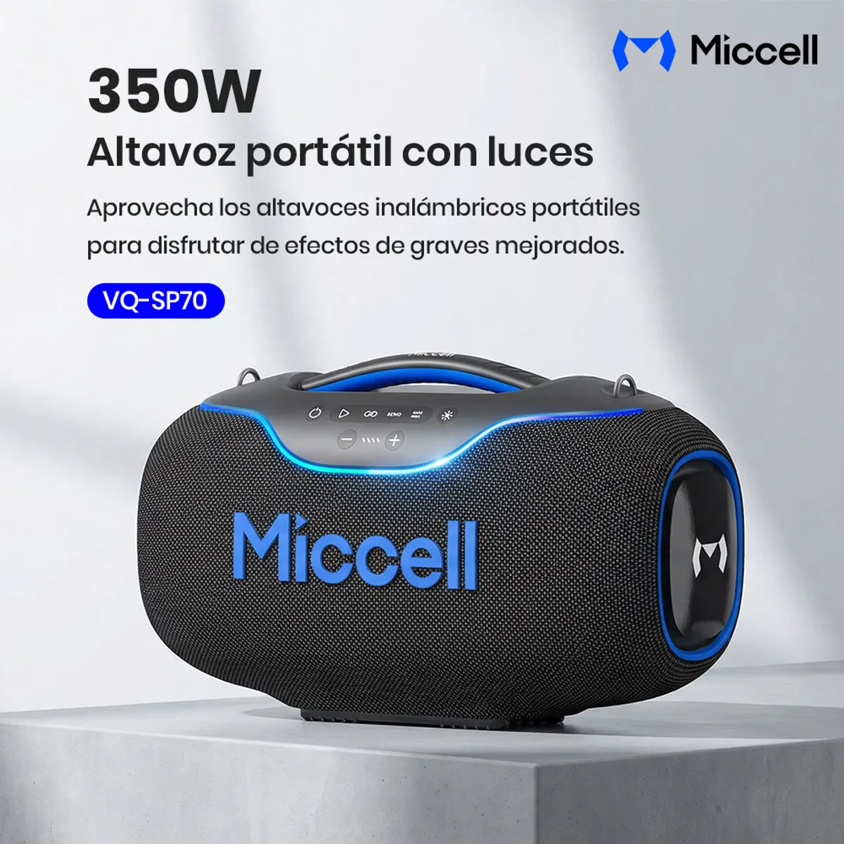 MICCELL - Miccell Parlante Bluetooth Portátil 350W con Micrófono Integrado