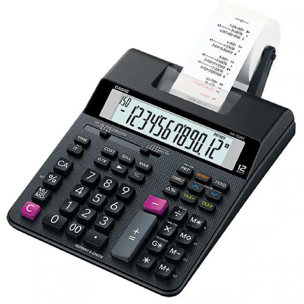 CASIO - Calculadora con Wincha Impresora Casio HR-150RC-DC - Negro