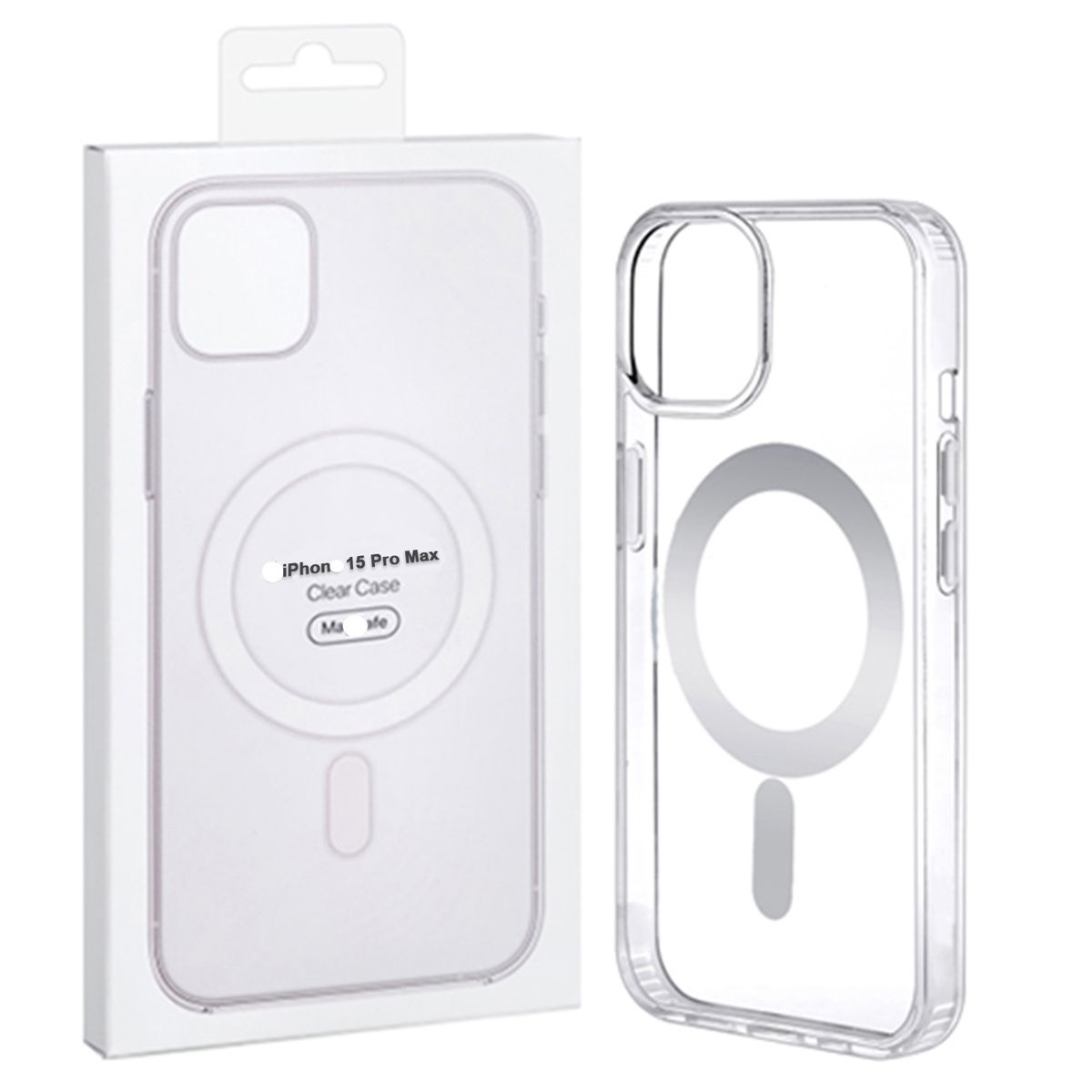 GENERICO - CASE IPHONE 15 PRO MAX TRANSPARENTE CARGA INALAMBRICA